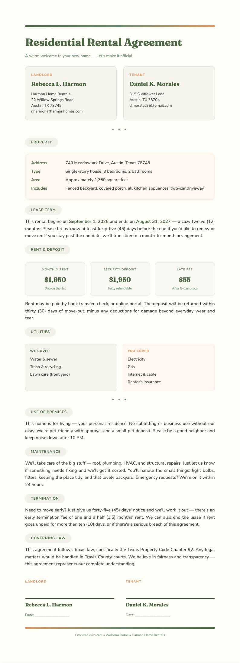 Soft organic rental agreement